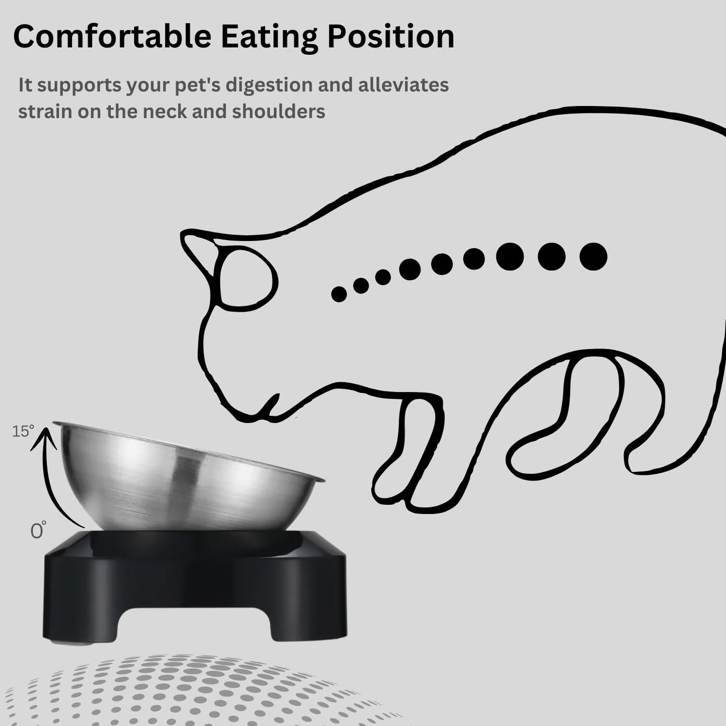 H&A PETCARE Raised Cat Bowl,0 & 15° Cat Bowls With Stand Tilted Design, Elevated Cat Bowls With Stainless Steel Water Bowl And Food Bowl, Pet Feeding Bowls For Cats And Small Dogs, Food-Grade Material