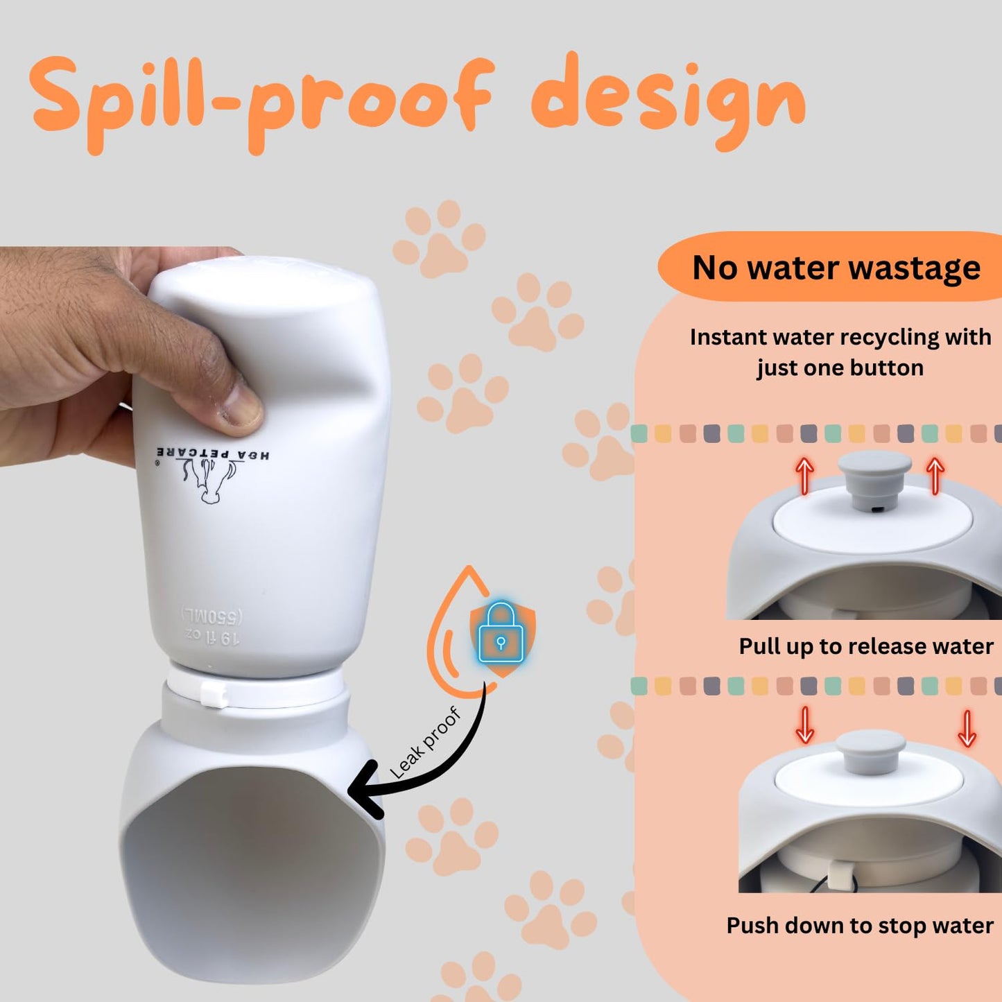 H&A PETCARE® Silicone Dog Water Bottle for Walking, Leak Proof Travel Bottle With Extra Wide Cup, Foldable and Collapsible Portable Design