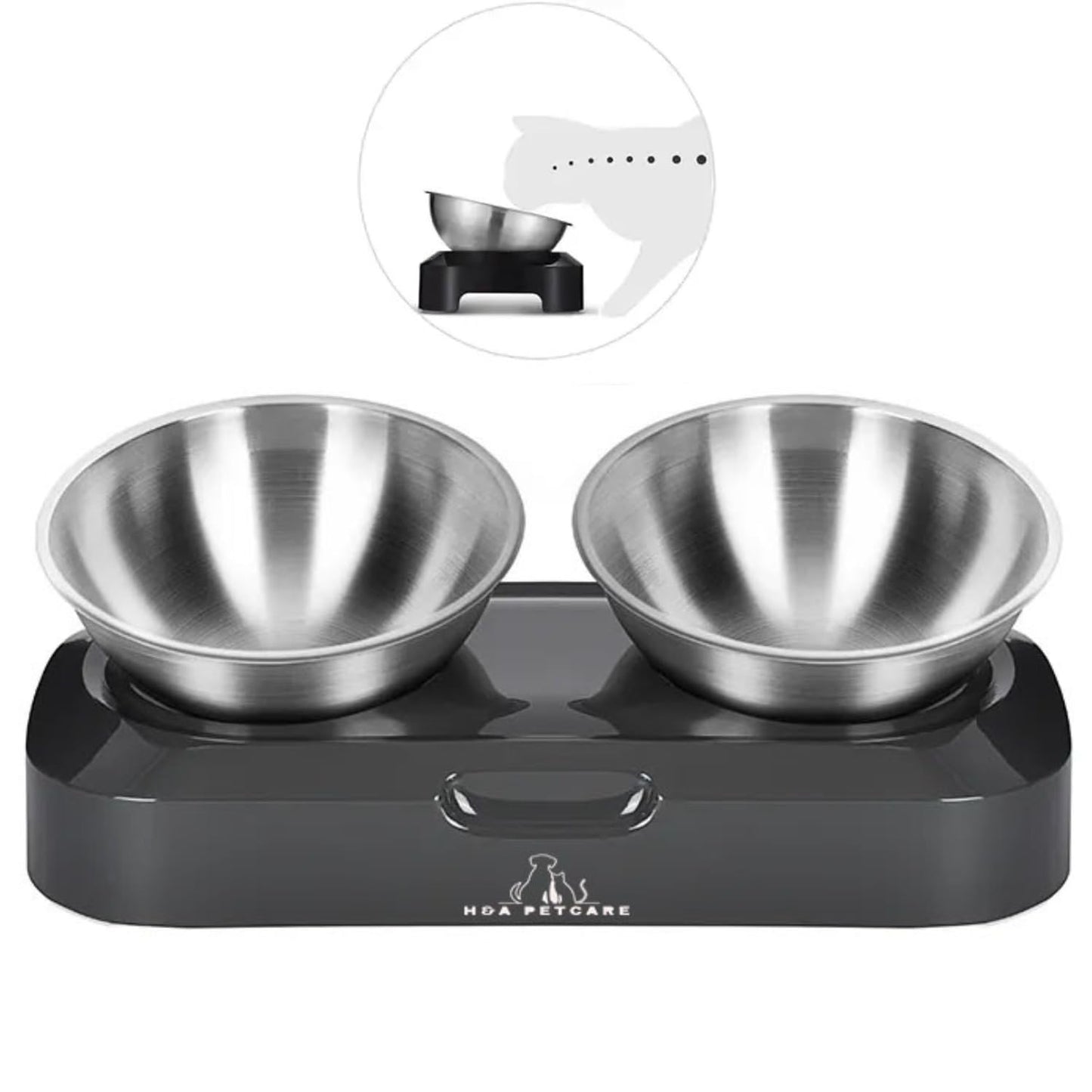 H&A PETCARE Raised Cat Bowl,0 & 15° Cat Bowls With Stand Tilted Design, Elevated Cat Bowls With Stainless Steel Water Bowl And Food Bowl, Pet Feeding Bowls For Cats And Small Dogs, Food-Grade Material