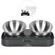 H&A PETCARE Raised Cat Bowl,0 & 15° Cat Bowls With Stand Tilted Design, Elevated Cat Bowls With Stainless Steel Water Bowl And Food Bowl, Pet Feeding Bowls For Cats And Small Dogs, Food-Grade Material