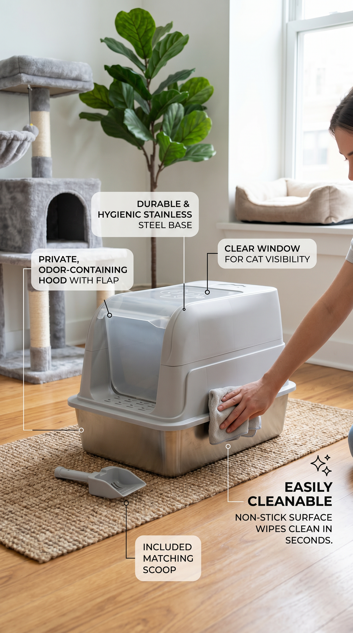 Stainless Steel Cat Litter Tray