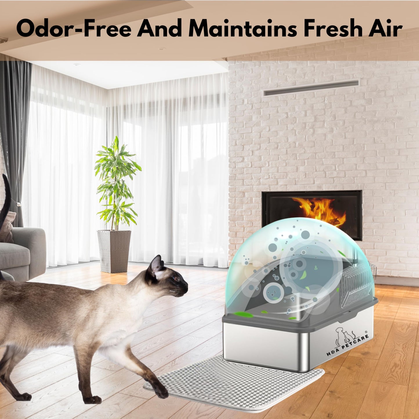 Stainless Steel Cat Litter Tray-Large 20L Stainless Steel Cat Litter Box with Scoop & Mat, Ideal for Medium & Large Cats