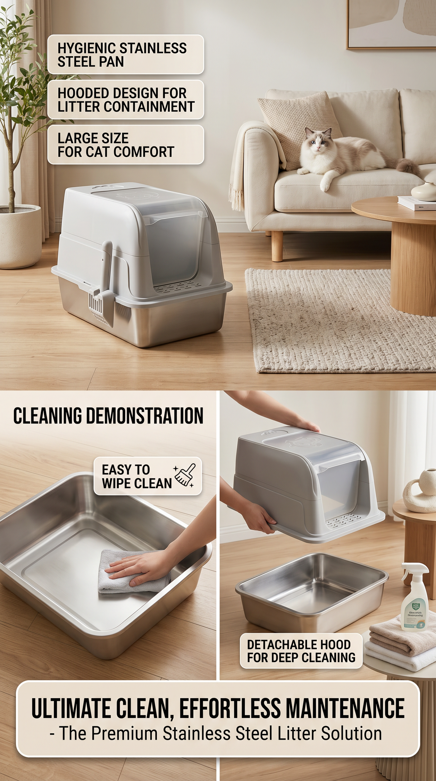 Stainless Steel Cat Litter Tray