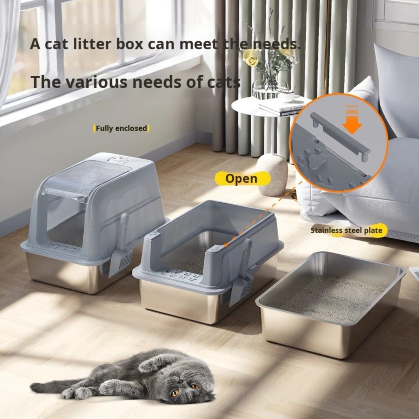 Stainless Steel Cat Litter Tray