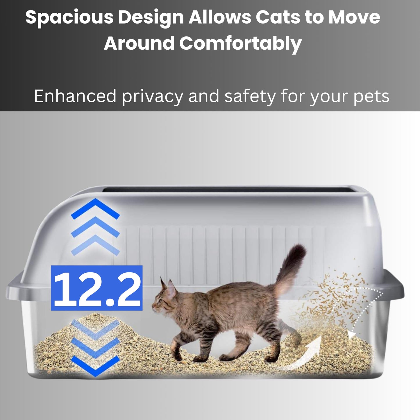 Stainless Steel Cat Litter Tray-Large 20L Stainless Steel Cat Litter Box with Scoop & Mat, Ideal for Medium & Large Cats