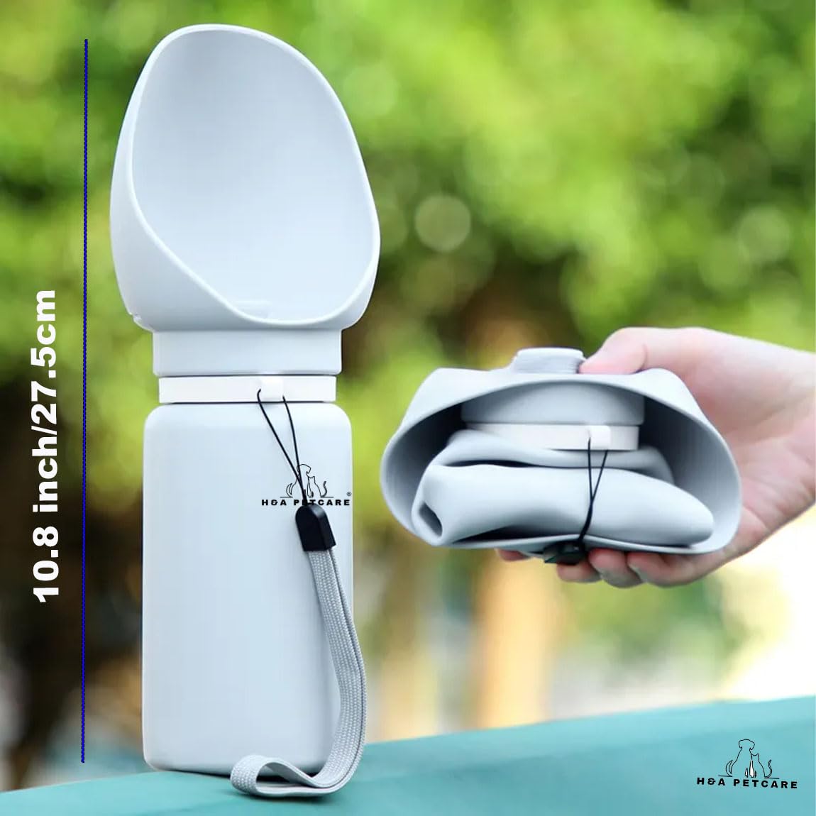 H&A PETCARE® Silicone Dog Water Bottle for Walking, Leak Proof Travel Bottle With Extra Wide Cup, Foldable and Collapsible Portable Design